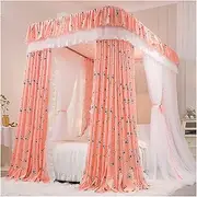 Bed Canopy Summer Mosquito Net 1.5m/5ft, U-Shaped Metal Rail Bed Canopy, Floor-to-Ceiling Bed Curtain for Girls Room Decoration (Color : Style 3, Size : 150x200x210cm)