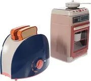UPKOCH 2sets Boy Girl Pretend Play Kitchen Mini Oven and Toaster Playset for Toddlers Realistic Fake Bread Maker Baking Accessories Safe Toy Kitchen Accessories for Ages