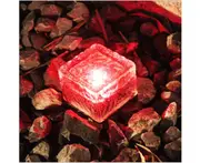 Solar Glass Brick Lights,LED Square Solar Ice Floor Tile Buried Lightwaterproof Ice Cube Rocks Garden Light for Outdoor Road Yard,Colorful,red