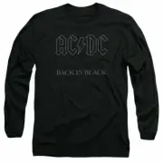 AC/DC Back in Black Long Sleeve Shirt Mens Licensed Rock N Roll Music Band Black