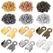 1200 Pcs Fold Over Cord Ends Clasps Tips Caps Jewelry Connector for Necklace