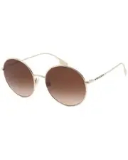 BURBERRY BE 3132 110913 Light Gold Metal Round Sunglasses Brown Gradient Lens