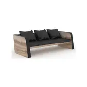 Modern Furniture FRANCO Three Seater Sofa - Warm Oak & Black
