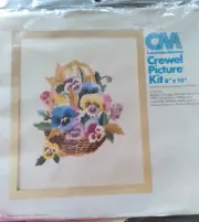 Hallmark Basket of Pansies Crewell Kit Square 8x10 Columbia-Minerva 1976 New