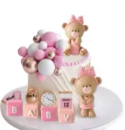 Bear Cake Toppers Balls Cake Decorations with BABY Letters for Baby Shower Gende