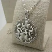 Sterling Silver Irish Shamrock Cluster Pendant with CZs Made in Ireland by FADO