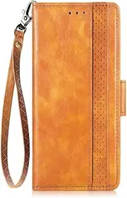 [SYSSRQMS] Wallet Case for Motorola Edge 30 Ultra, Business Style for Motorola Edge 30 Ultra Leather Case, Non-Slip flip Phone Cover for Motorola Edge 30 Ultra Light Brown