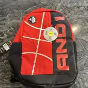 And1 Black & Red Backpack, Book Bag Zip Pockets Laptop Sleeve Basketball New