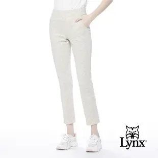 【Lynx Golf】女款日本布料彈性舒適蕾絲印花內搭設計窄管九分褲(二色)