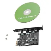 4-Port USB PCIe Expansion Card 5Gbps Speed PCIe X1/X4/X8/X16 Multi-OS Support