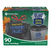 3 Boxes Of Member's Mark 90-count power flex heavy duty Trash Bags, 39-gallon