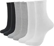 [FENQURO] 3 Pairs of Women's Tennis Socks, Women's Running Socks, Sports Socks, Calf Stockings, Breathable Cotton Socks, Combed Cotton, Crew Socks