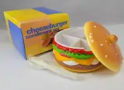 Cheeseburger Condiment Set NOS Vintage Four Compartment And Spoons