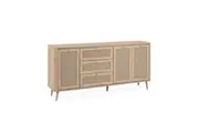 Design Square Cliff Wooden Buffet Unit Sideboard Storage Cabinet 3-Doors 3-Drawers Oak