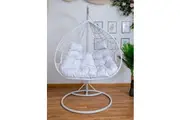Hanging Egg Chair Double Seat - White Basket & Black Cushion
