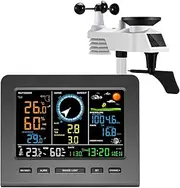 Wireless Outdoor Solar Powered 7 in 1 Weather Station Sensor, Wireless Weather Station with Wireless Sensor, Wind speed, Wind direction, Rainfall, Temperature, Humidity, Barometric, Illuminance, UV