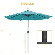Sonkuki Market Umbrella 9' Steel Push Button Solar Lighted LED Solid Lake Blue
