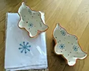 3 pc Temptations Christmas Winter Whimsy Gingerbread Set 8 oz Ramekins &Napkin