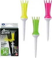 Daiya Golf Aero Spark Tee, Semi-Long, 360° Oscillating Function, Connects to Increased Distance, Tee Up Height 1.3 inches (34 mm), Compliant with Golf Regulations, Beginners, Made in Japan, Pack of 3