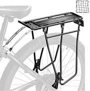 Rear Bike Rack,Universal Bike Cargo Rack,Bicycle Pannier Rack with Reflector and Cargo Net,Touring Carrier Rack fit 26”-29” and 700c,BCR03