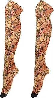 [Caihoyu] Women'S Knee-High Socks Fashion Crazy Long Knee-High Stockings Tall Boot Stockings Leg Warmers for Weddings Vintage Leaf Print, Vintage Leaf Print