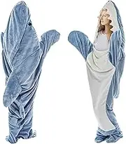 Shark Blanket,Hoodie Shark Blanket, Portable Fleece Throw Blanket,Adult Shark Portable Blanket,Adult Super Soft Cozy Sharks Sleeping Bag (Grayish Blue, XXL)