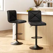 Artiss 2x Bar Stools Gas Lift Leather Stool Black