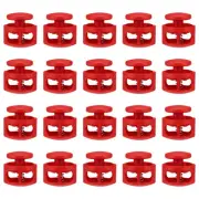 20pcs Cord Lock Double Hole Spring Toggle Stopper for Drawstring, Red