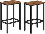 MAHANCRIS Bar Stools, Set of 2 Bar Chairs, Kitchen Breakfast Bar Stools with Footrest, 65.5 CM Dining Stools, Rectangular Industrial Bar Chairs, for Dining Room, Kitchen,Rustic Brown BAHR0101Z