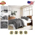 Lightweight Twin Size Cotton Quilt Set with Cozy Geometric Pattern in Dark Grey