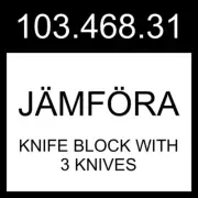 IKEA JÄMFÖRA Knife Block With 3 Knives Black 103.468.31