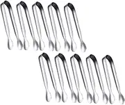 CLISPEED 10Pcs Stainless Steel Sugar Cube Tongs Ice Cube Clamps Practical Kitchen Supplies for Barbecues Buffets Cocktails Easy to Use High Gloss Finish for Ice Sugar