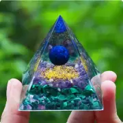 Crystals Stone Orgone Pyramid Energy Generator Natural Amethyst Peridot Z