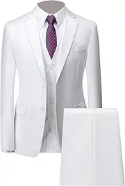[Maiyifu-GJ] Men's 3 Piece Suits Formal Business Tuxedo Suit Set 2 Button Suit Jacket Pants Vest Sets for Prom Wedding
