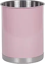 Creative Home Heavy Gauge Weighted Base Stainless Steel Tool Crock Utensil Holder Flatware Organizer, Large, 5" Diam. x 6.3" H, Pink