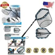 Lightweight Floating Landing Net, Rubber-Coated with Telescopic Aluminum Handle