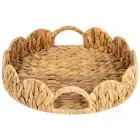 Scalloped Round Tray, Round Serving Tray with Built-in Handles, Decoratve3465