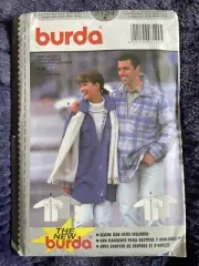 JACKET BURDA 3124 Sewing Pattern Sizes His/Hers Men Misses Zip Shirt UNCUT