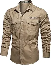 xoxingysm Mens Short Sleeve Military Cargo T Shirt Button Down Army Tactical Solid Shirt Summer Outdoor Fishing Camping Top