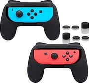 Khxriypha Grips for Nintendo Switch Joy-Con, Wear-resistant Handle Kit for Switch Joy Cons Controller, 2 Pack (Black)