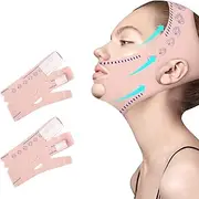 EKIND Reusable Chin Strap for Women Double Chin Reducer Face Lifting Mask Breathable Sleep Belt Elastic Tightening Facial Slimming Wrap (2 Pack, Pink)