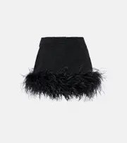 [Miu Miu] Miu Miu Feather-trimmed wool miniskirt AU 4 black