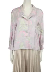 Pink Silk Floral Print Button-Up Shirt