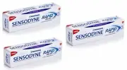 3X Sensodyne Rapid Relief Sensitivity Toothpaste For Sensitive Teeth - 80 Gram