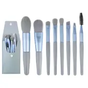 Catzon 8Pcs Mini Makeup Brush Set Foundation Brush with PU Bag-Blue