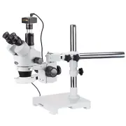 AmScope 3.5X-90X Trinocular LED Boom Stand Stereo Microscope + 8MP Camera