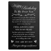 to My Son Happy Birthday Card Engraved Wallet Insert - Son Birthday Metal