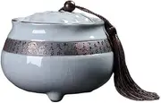 Potteryceramic jar Tea Canister Storage Container Ceramic Retro Simple with Lid Kung Fu Tea Ceremony Tea Set Accessories Tea Organizer