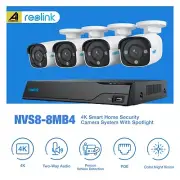 Reolink 8CH CCTV 4K Security Camera System 8MP PoE 24/7 Recording NVS8-8MB4