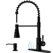 DAYONE Matte Black Touchless Kitchen Sink Faucet with Pull Down Sprayer and S...